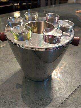 Stainless Steel Shot Glass Party Tower with Colored Glasses